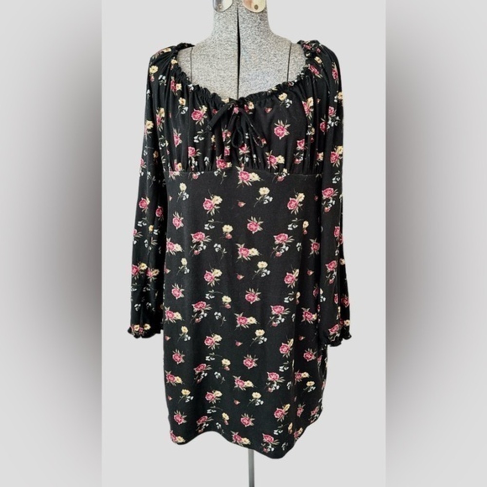 No comment black and floral Dress, XL